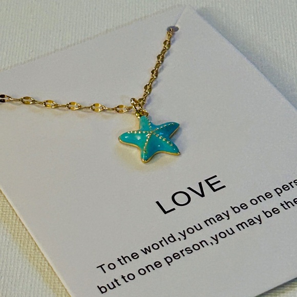 Sea star love stainless steel necklace 16” long with 2” long extension. - Picture 3 of 7